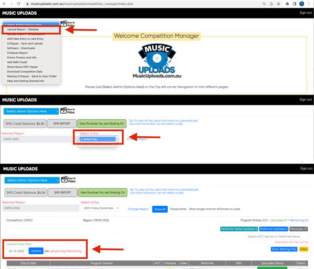 Picture guide showing the lockout date screen